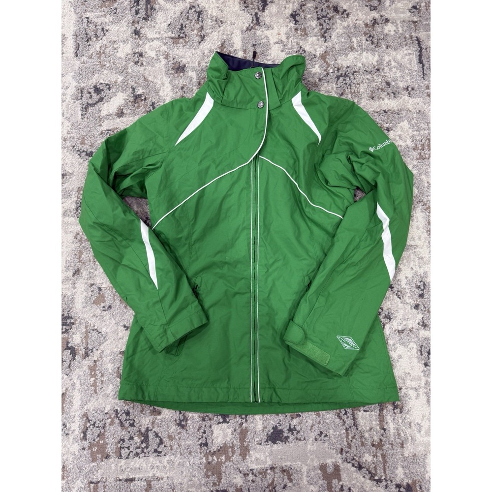 Columbia Sportswear‎ Omni-Tech Womens Removable Hood Green White Zip Jacket S